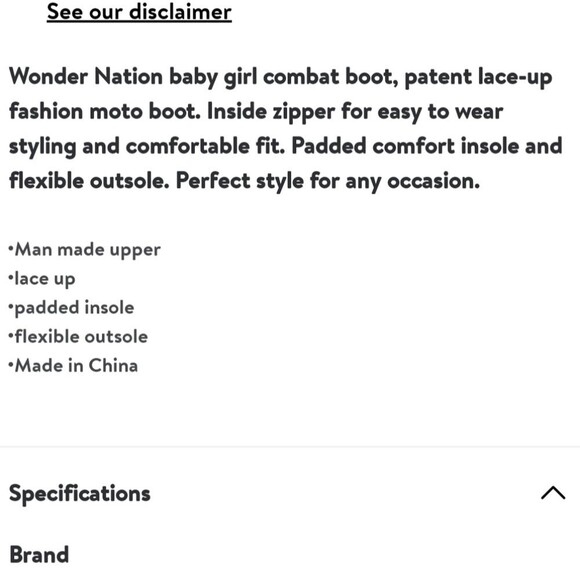 Wonder Nation Baby Girl Combat Boot size 4 - Picture 9 of 9